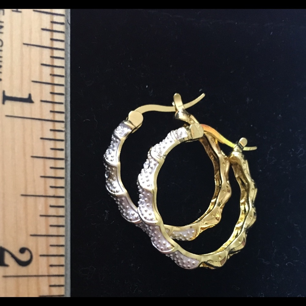 White Gold Hoop Earrings - Picture 3 of 4